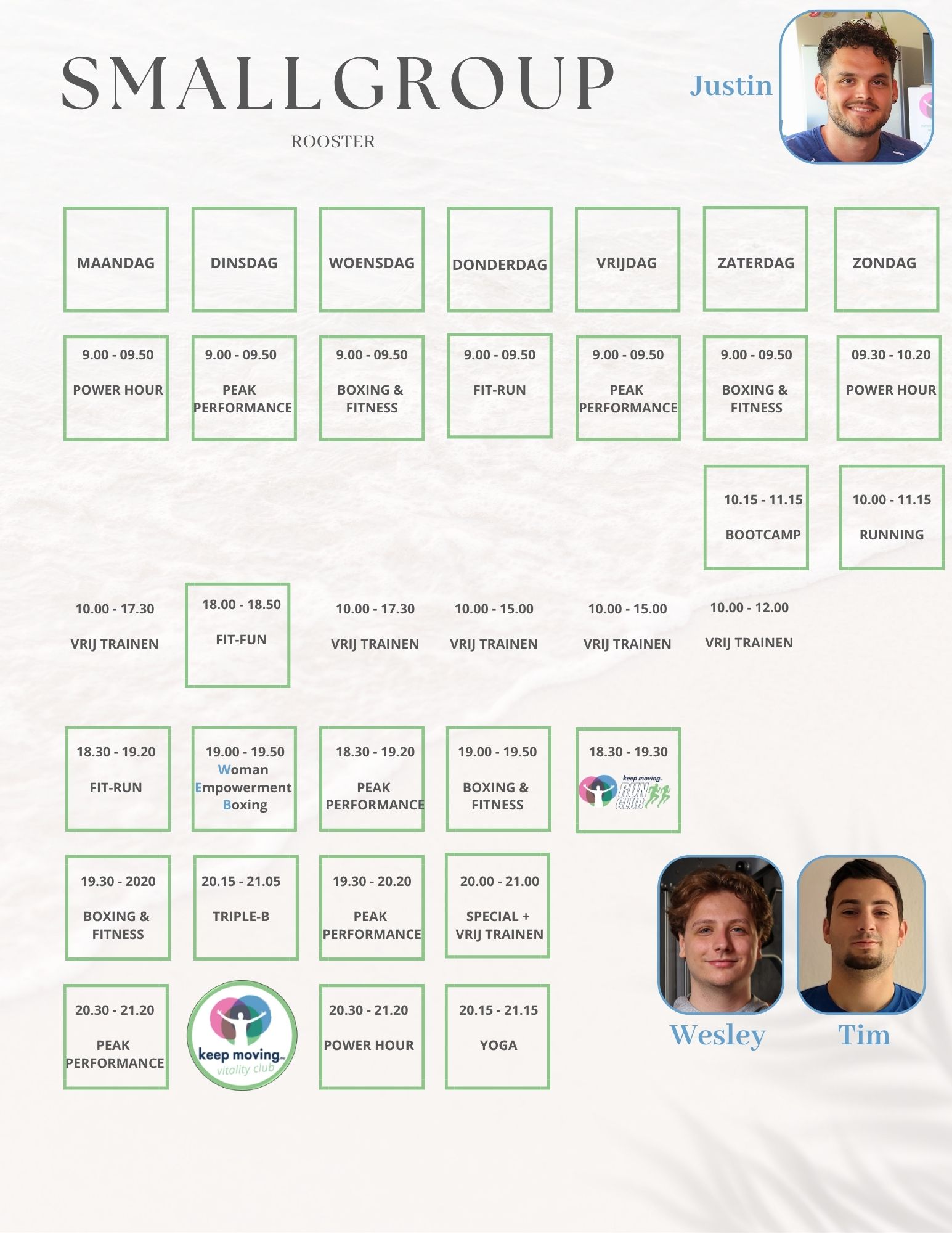 Smallgroup weekschema 21072025
